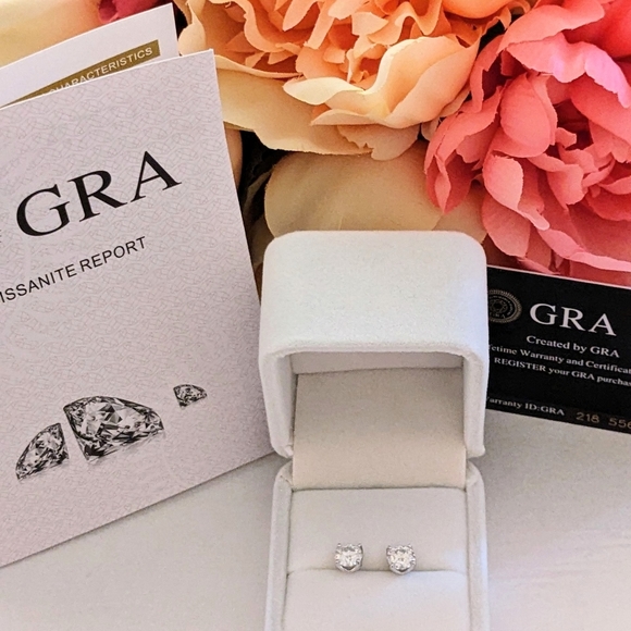 1 CT x 2 Moissanite Earrings, 4 Prong, 925 Sterling Silver - Picture 5 of 12